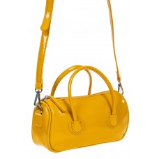 На фото 1 - Лаковая сумочка-багет из искусственной кожи, цвет жёлто-оранжевый