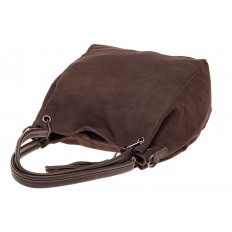 На фото 4 - Замшевая сумка тоут с кожаными ручками, цвет коричневый