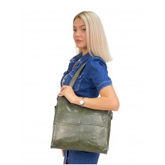 На фото 3 - Женская сумка  из искусственной кожи цвет темно оливковый