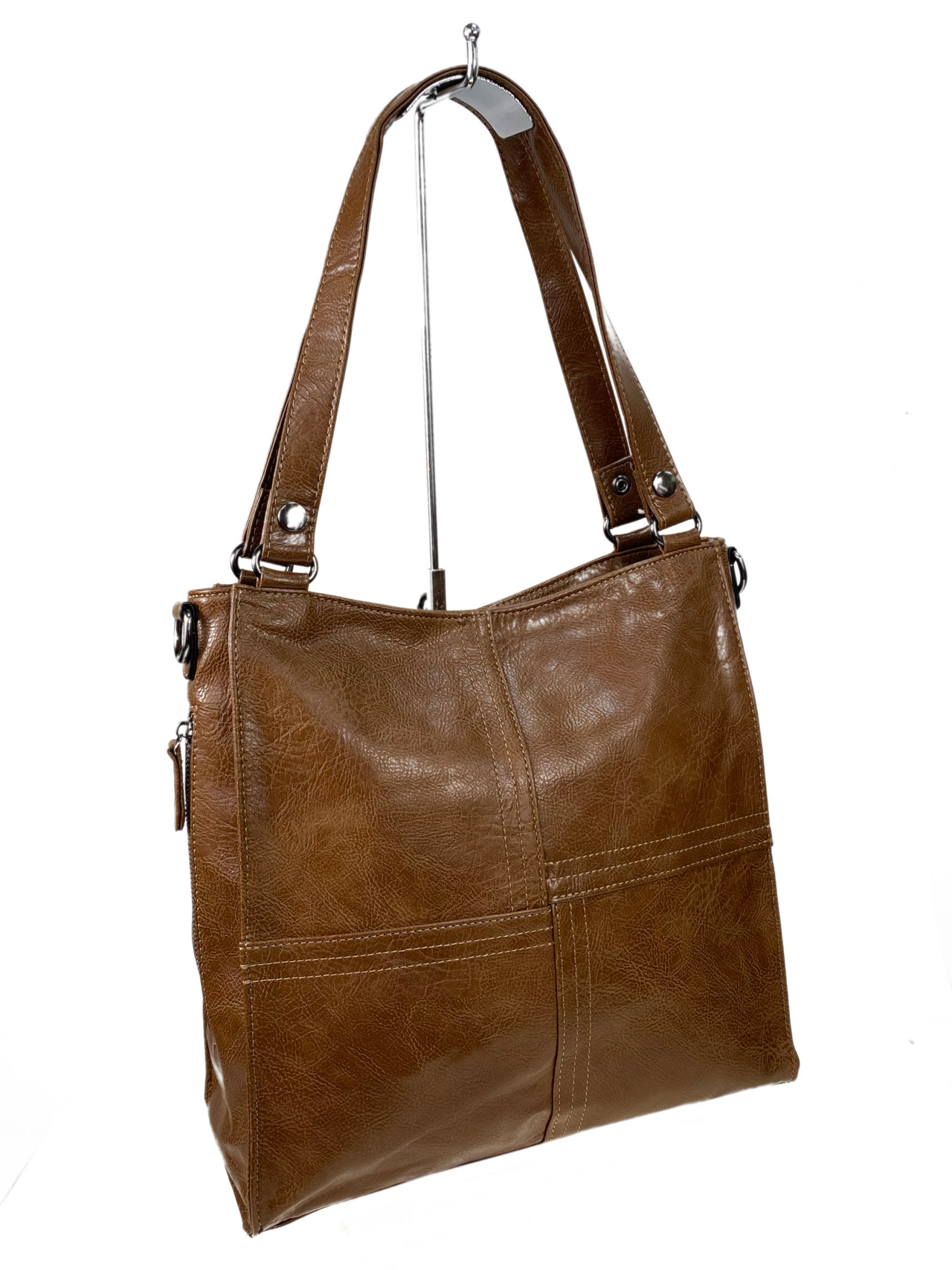 На фото 1 - Женская сумка  из искусственной кожи цвет коричневый