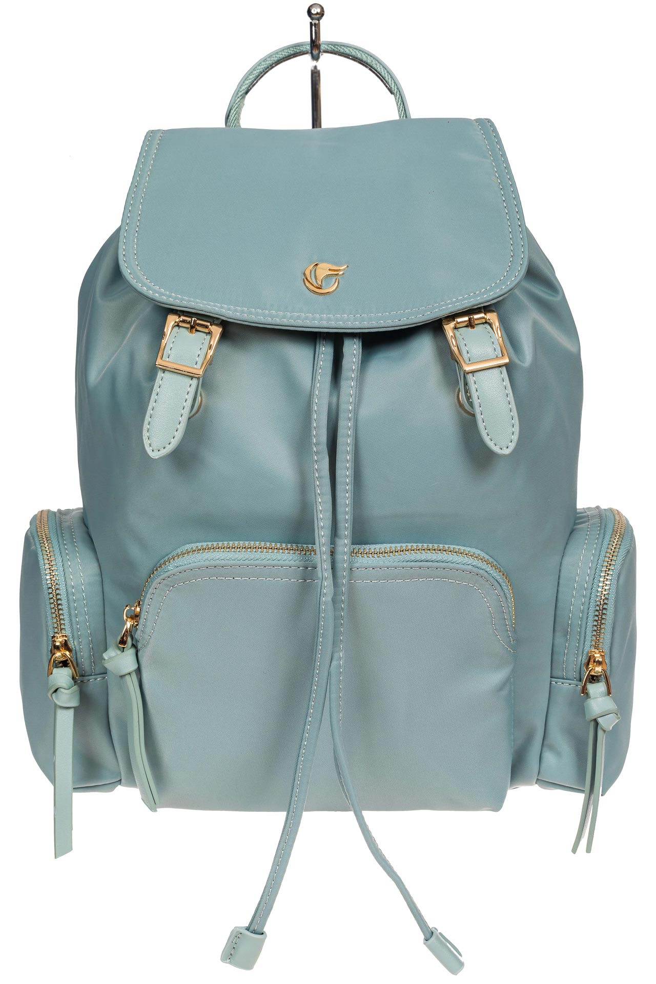 На фото 2 - Текстильный женский рюкзак, цвет голубой