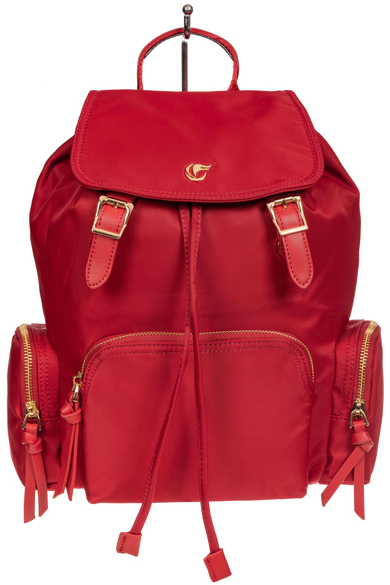 На фото 2 - Текстильный женский рюкзак, цвет красный