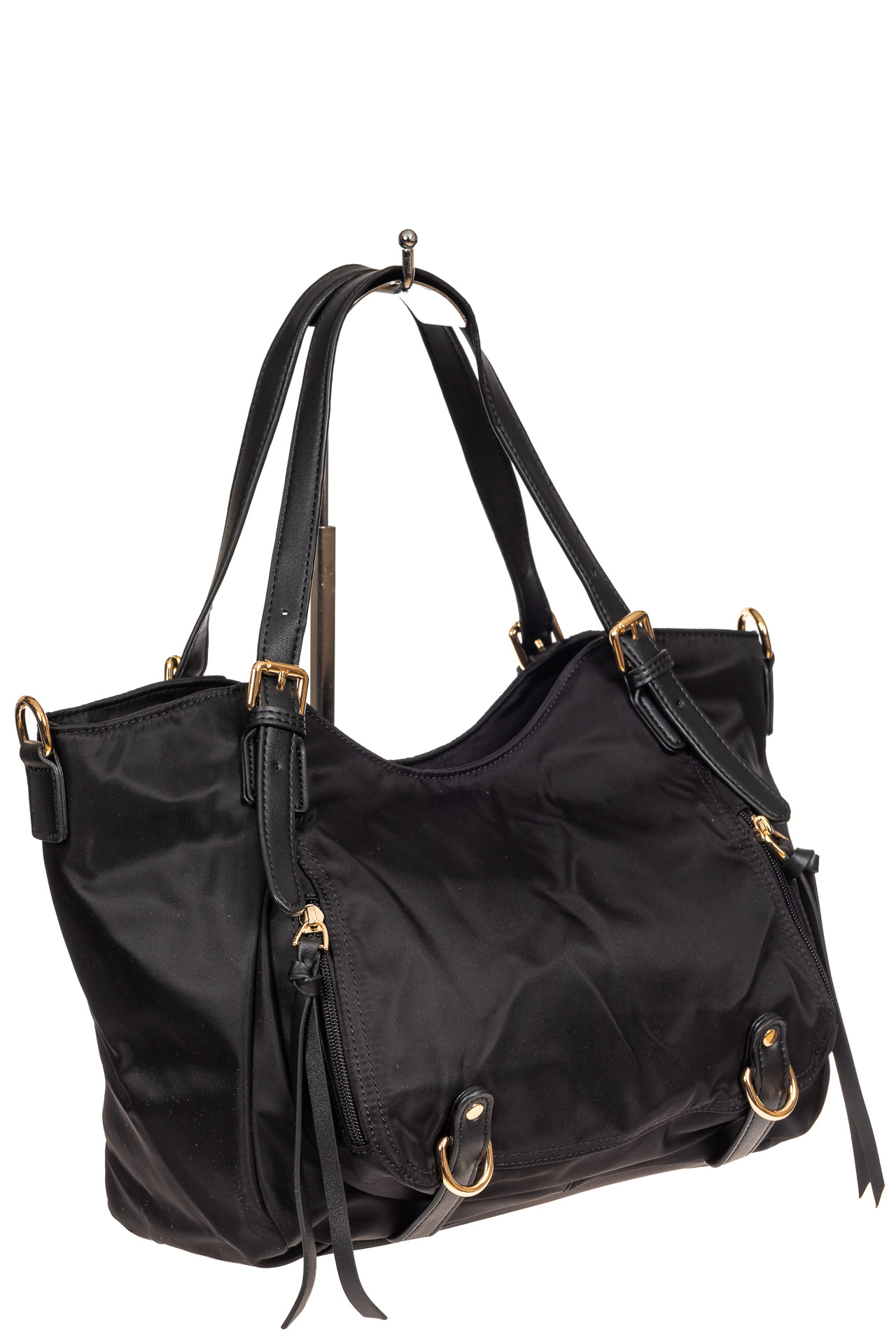 На фото 1 - Женская тканевая сумка, цвет чёрный