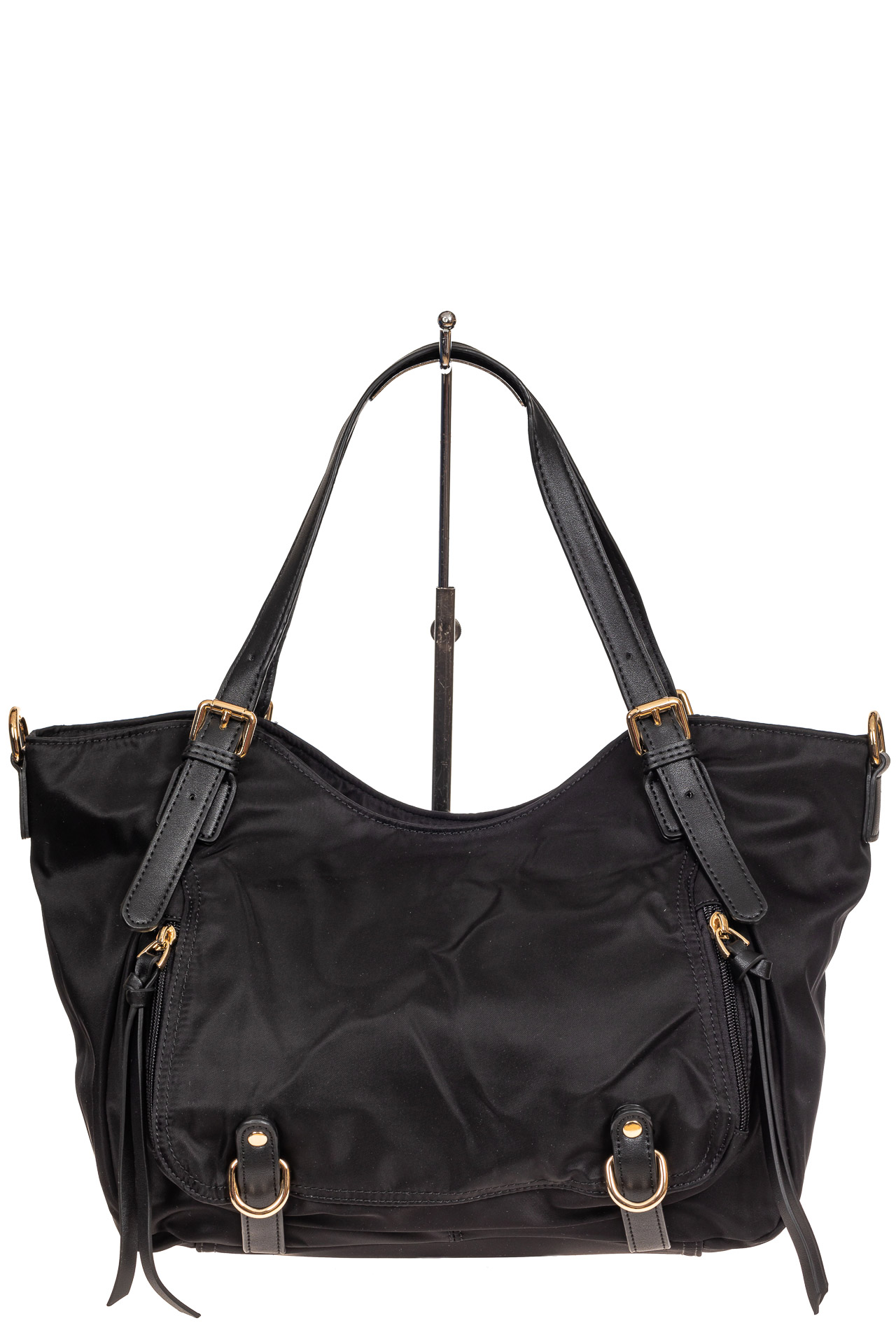 На фото 2 - Женская тканевая сумка, цвет чёрный