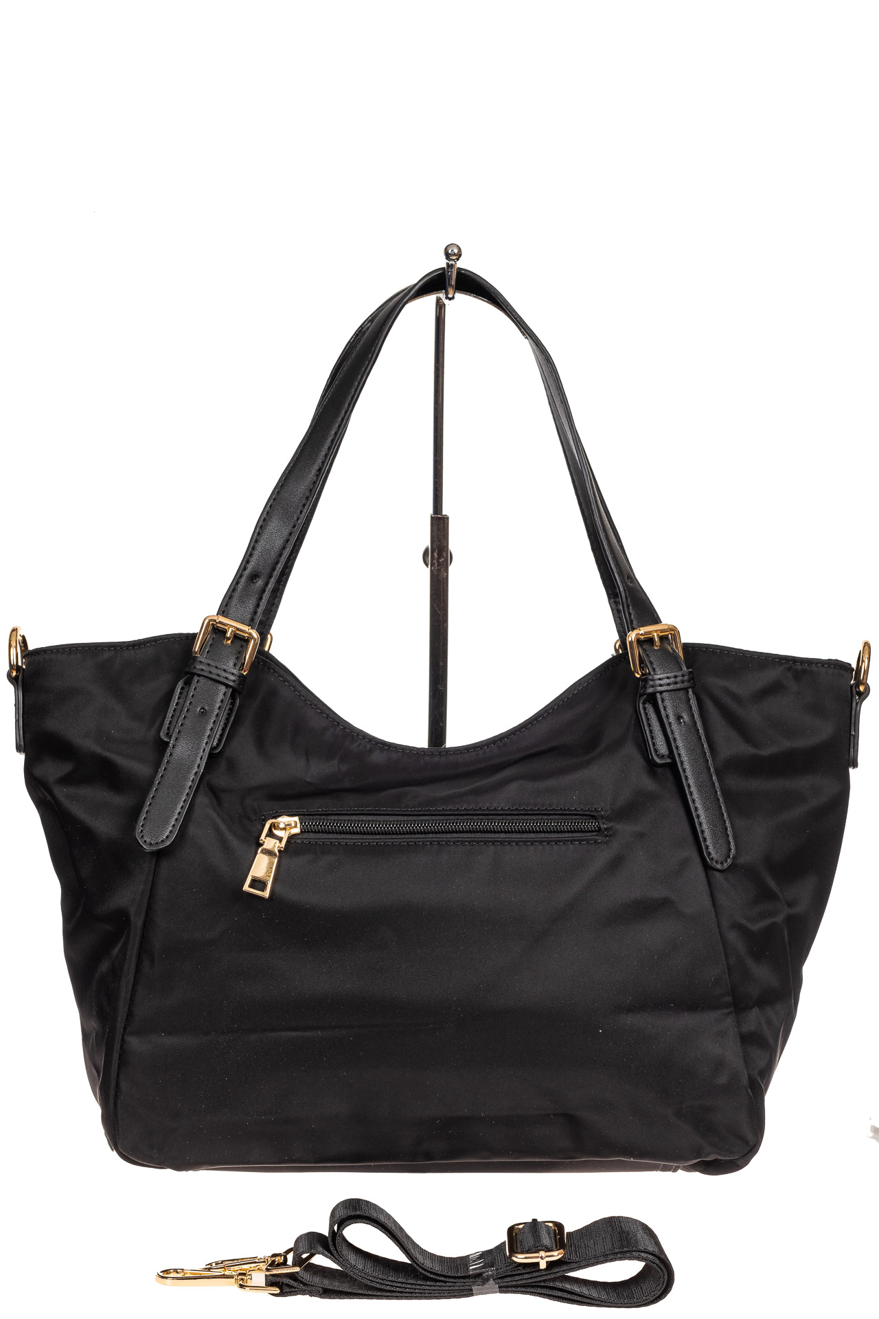 На фото 3 - Женская тканевая сумка, цвет чёрный