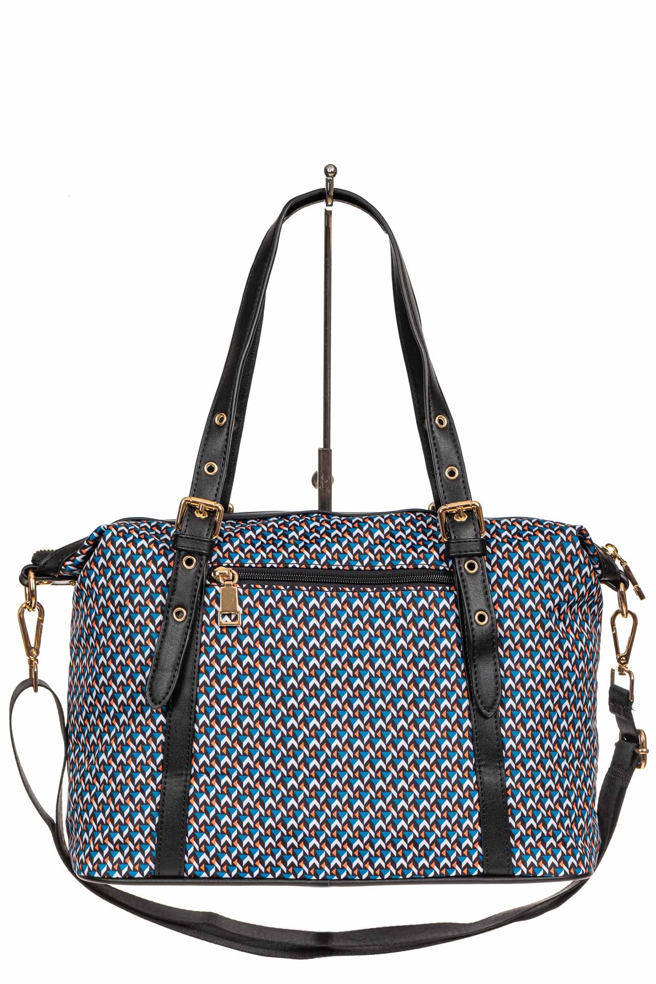 На фото 3 - Тканевая сумка, мультицвет с геометрическими узорами