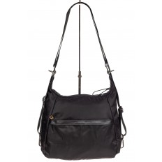 На фото 3 - Женская сумка-трансформер из текстиля, цвет чёрный с принтом