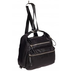 На фото 4 - Женская сумка-трансформер из текстиля, цвет чёрный с принтом