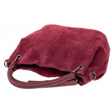 На фото 4 - Мягкая замшевая сумка, цвет бордовый