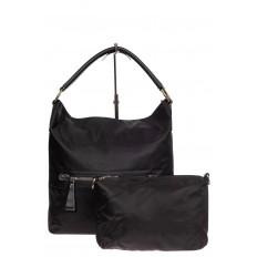 На фото 2 - Чёрная текстильная сумка с косметичкой