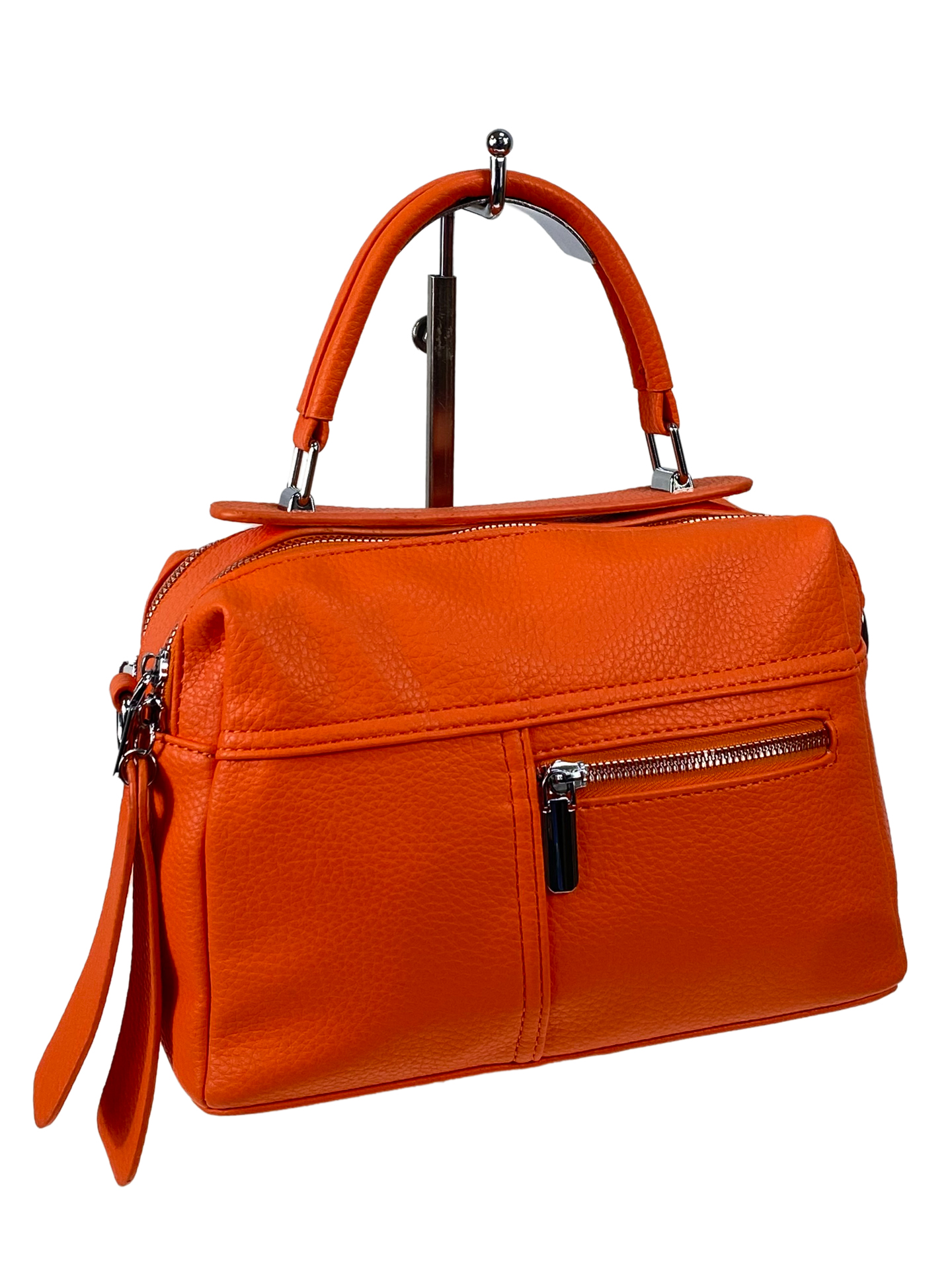 На фото 1 - Женская сумка из искусственной кожи цвет оранжевый