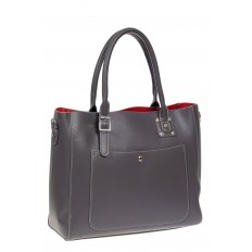 На фото 2 - Женская сумка тоут из гладкой экокожи, цвет серый