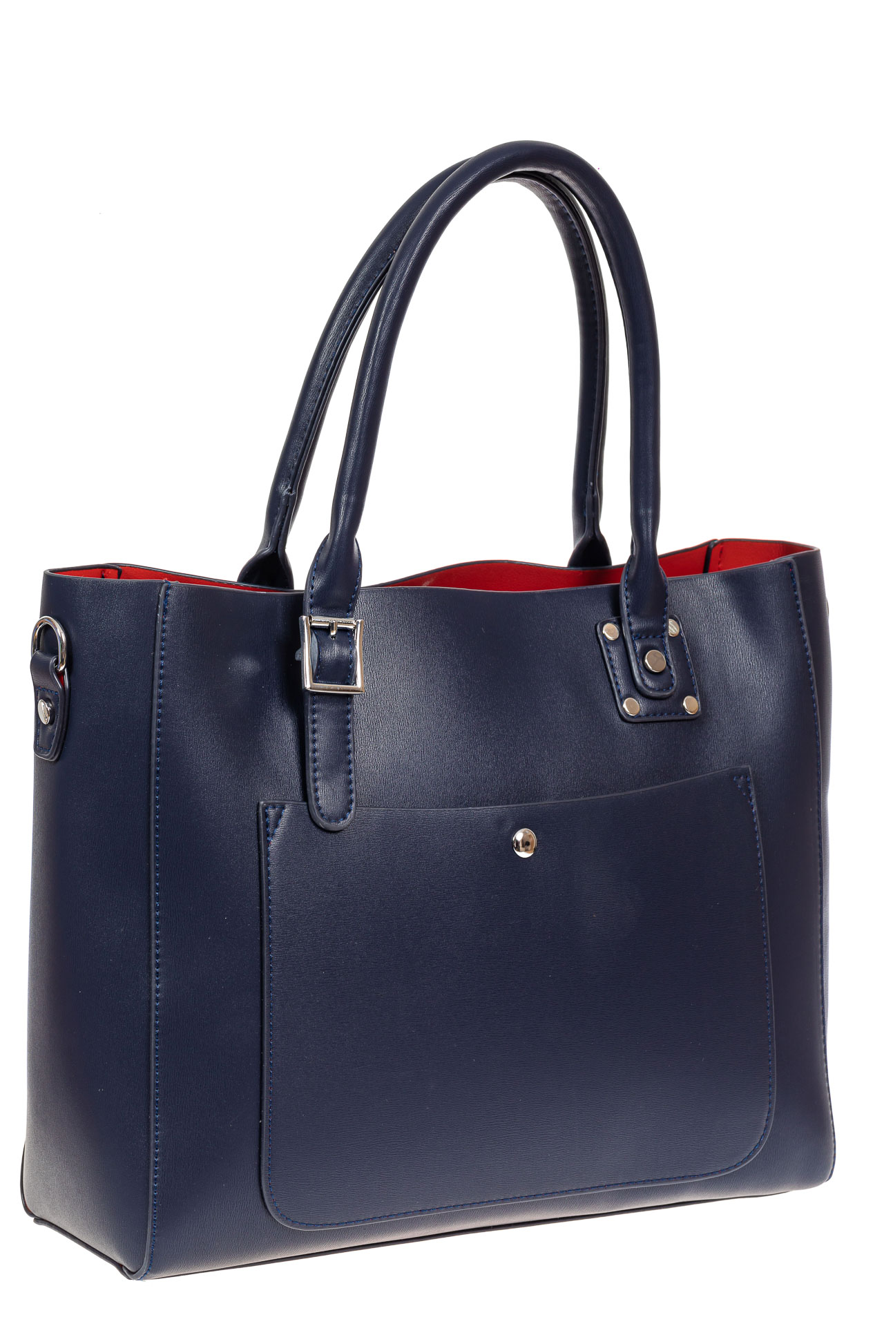 На фото 2 - Женская сумка тоут из гладкой экокожи, цвет синий
