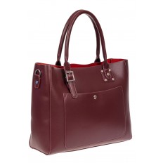 На фото 2 - Женская сумка тоут из гладкой экокожи, цвет бордовый