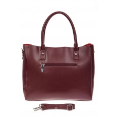 На фото 3 - Женская сумка тоут из гладкой экокожи, цвет бордовый
