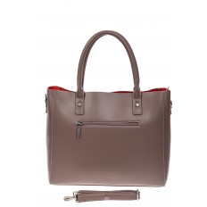 На фото 3 - Женская сумка тоут из гладкой экокожи, цвет коричневый