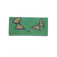 На фото 1 - Женский кошелёк-портмоне из искусственной кожи, цвет зеленый