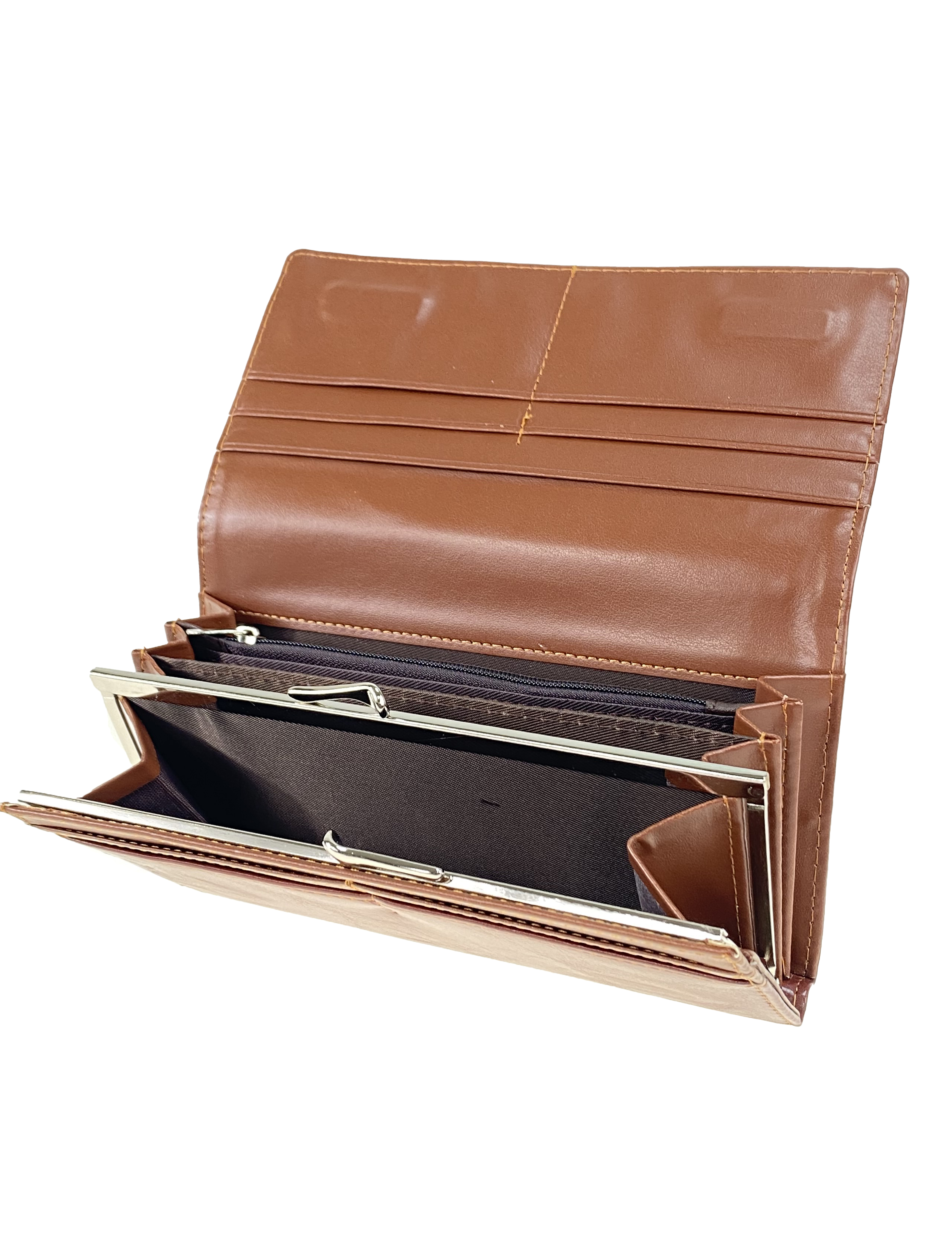 На фото 2 - Женский кошелёк-портмоне из искусственной кожи, цвет коричневый 