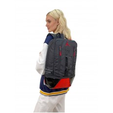 На фото 2 - Молодежный рюкзак из текстиля, цвет черный с красным