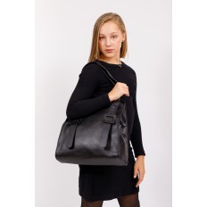 На фото 5 - Большая сумка женская из натуральной кожи, цвет черный
