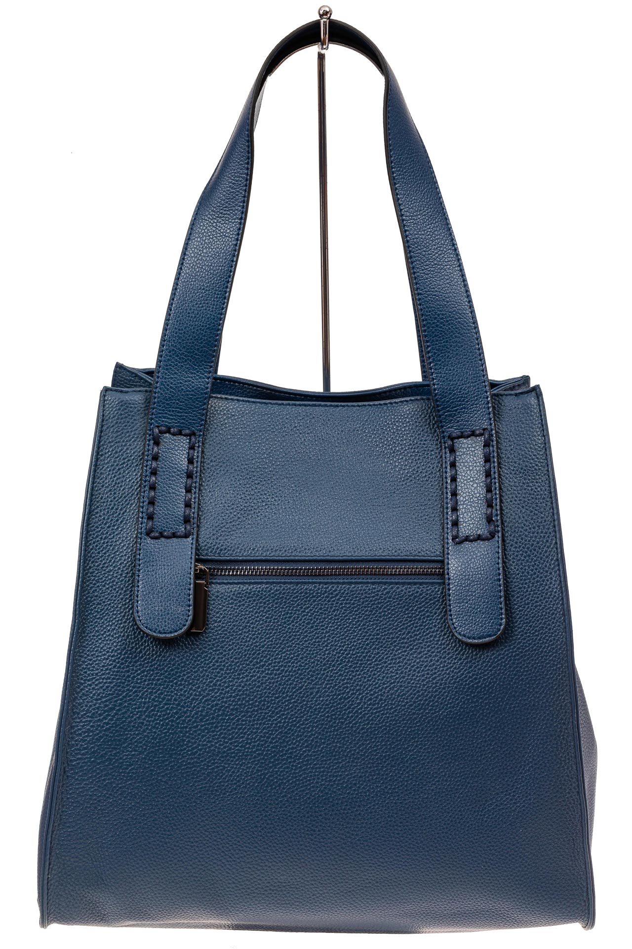На фото 3 - Большая кожаная сумка женская, синяя