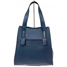 На фото 3 - Большая кожаная сумка женская, синяя