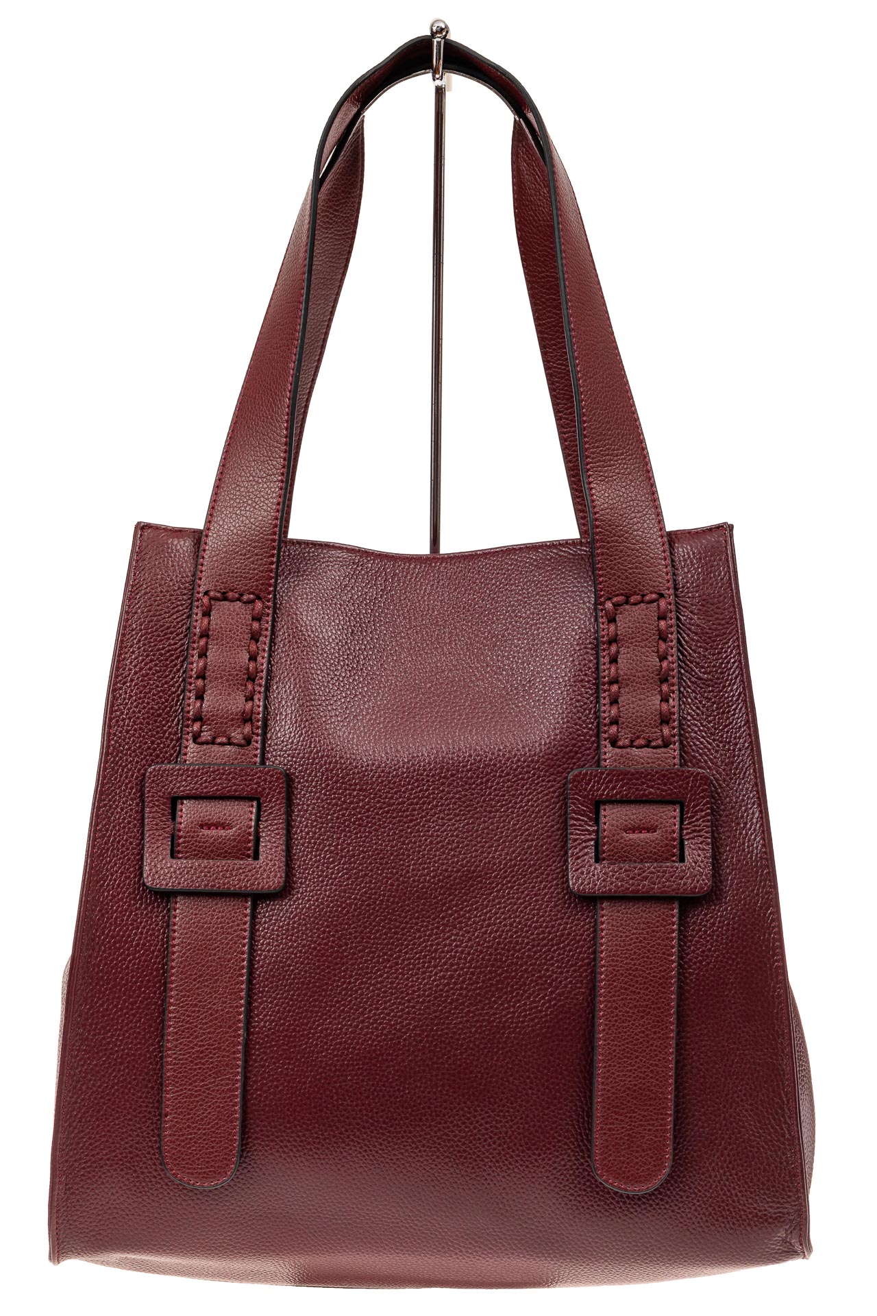 На фото 2 - Большая сумка женская из натуральной кожи, цвет бордо