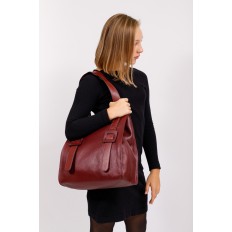 На фото 5 - Большая сумка женская из натуральной кожи, цвет бордо