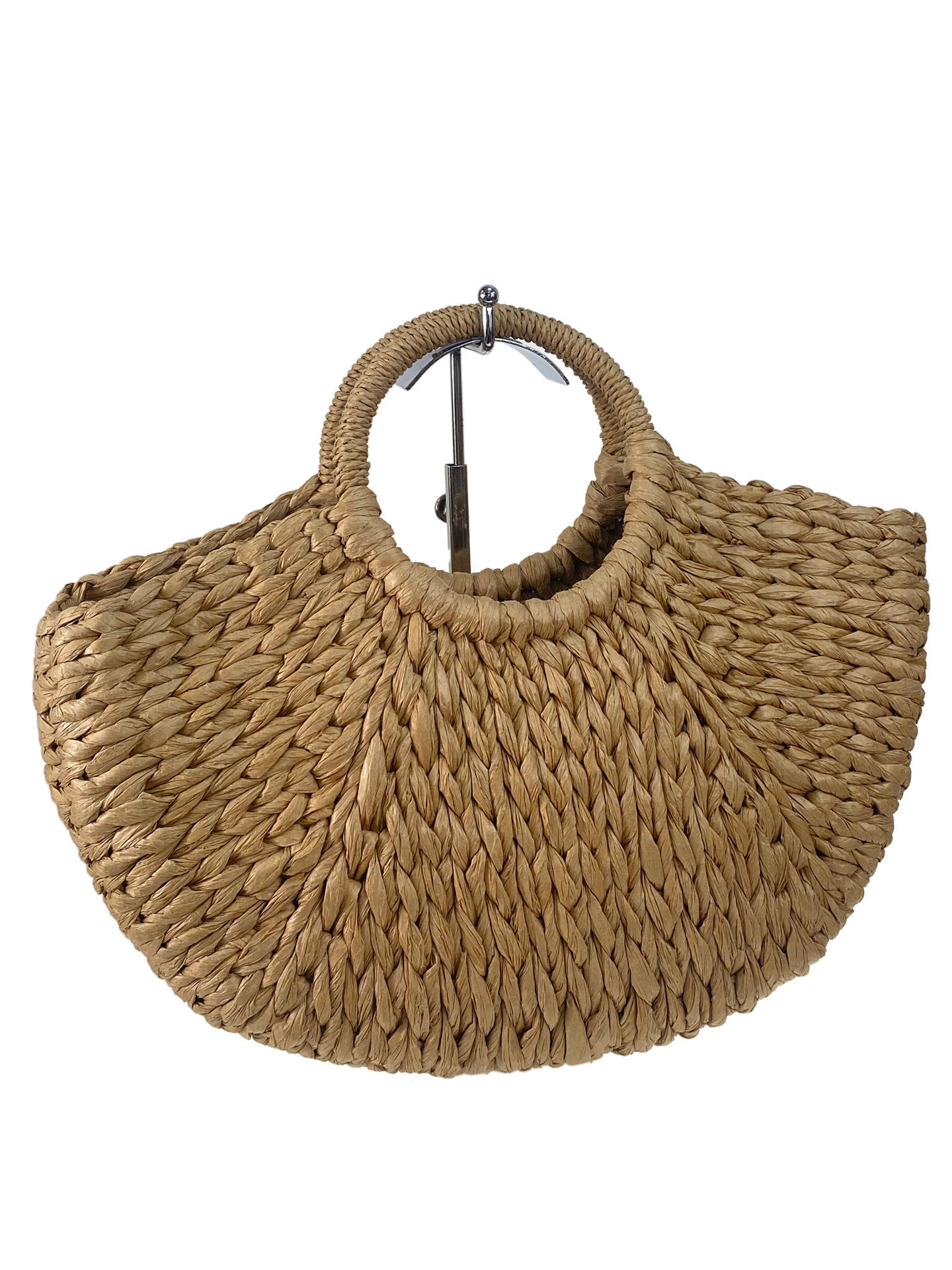 На фото 1 - Летняя плетеная сумка из джута цвет крафт