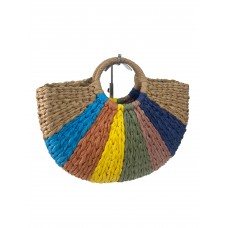 На фото 1 - Летняя плетеная сумка из джута мультицвет