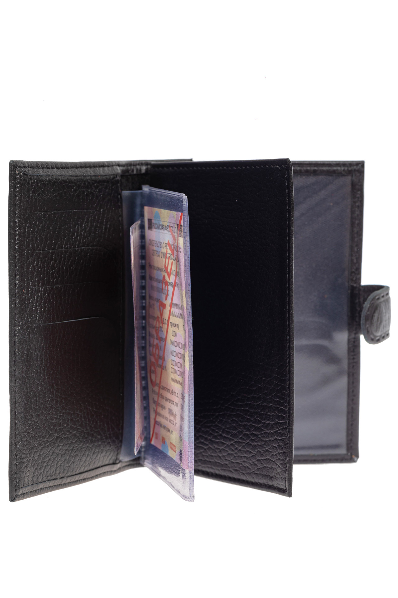 На фото 2 - Обложка для паспорта и автодокументов из натуральной кожи, цвет чёрный