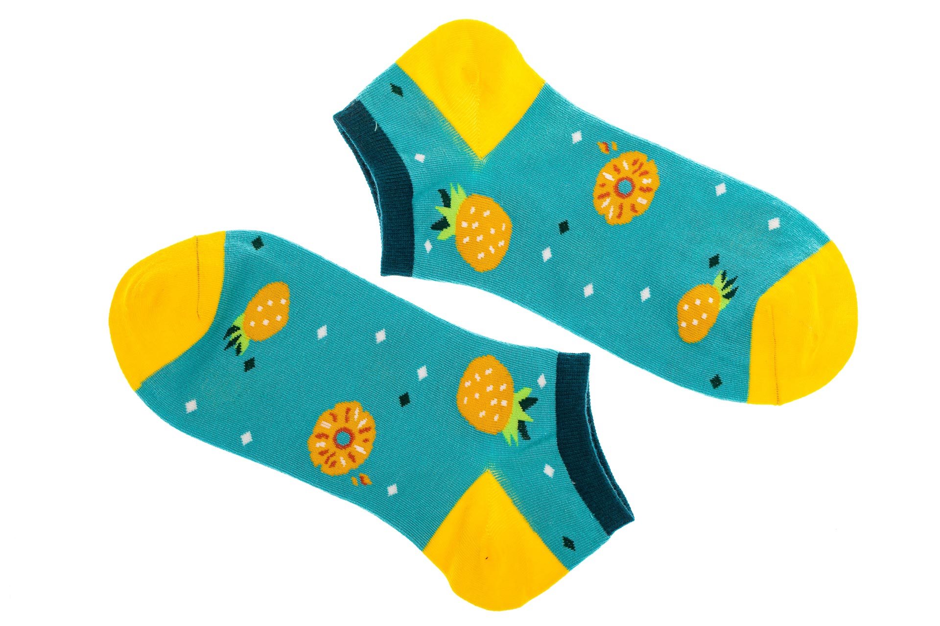 На фото 1 - Женские носки с ананасовым принтом. Размер 36-41.