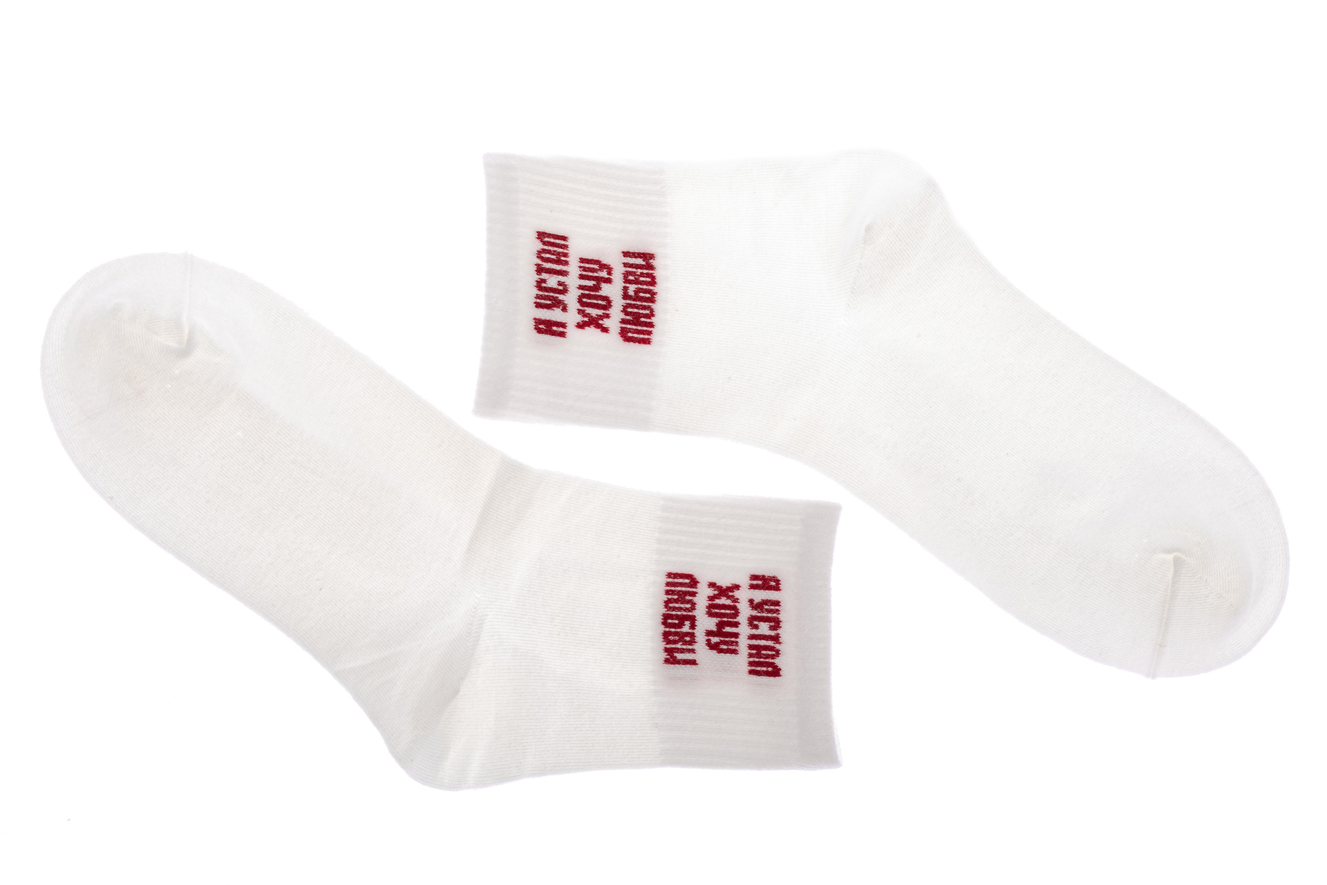На фото 1 - Белые женские носки с принтом. Размер 37-42