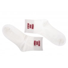 На фото 1 - Белые женские носки с принтом. Размер 37-42