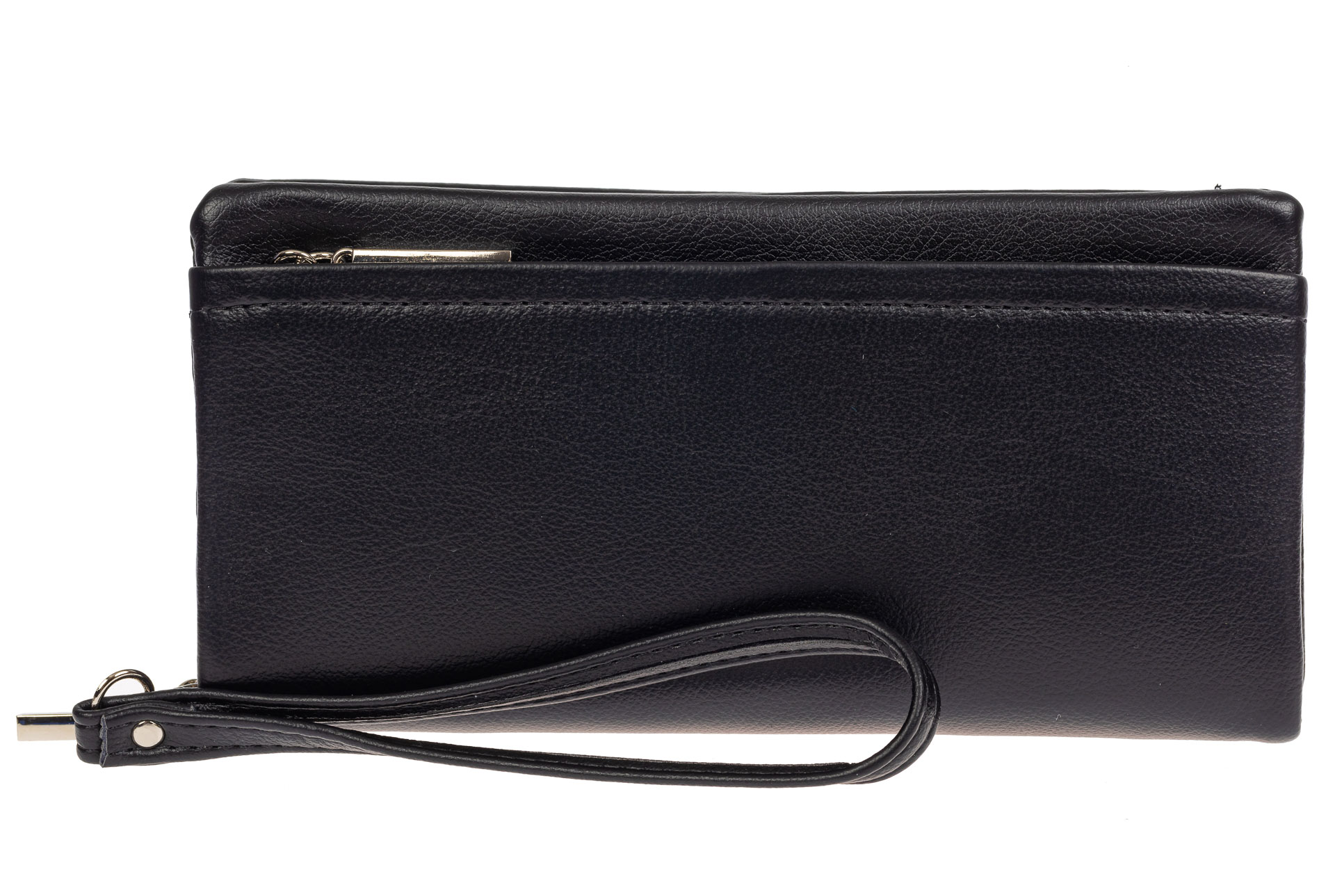 На фото 1 - Женский кошелёк-клатч из мягкой экокожи, цвет чёрный