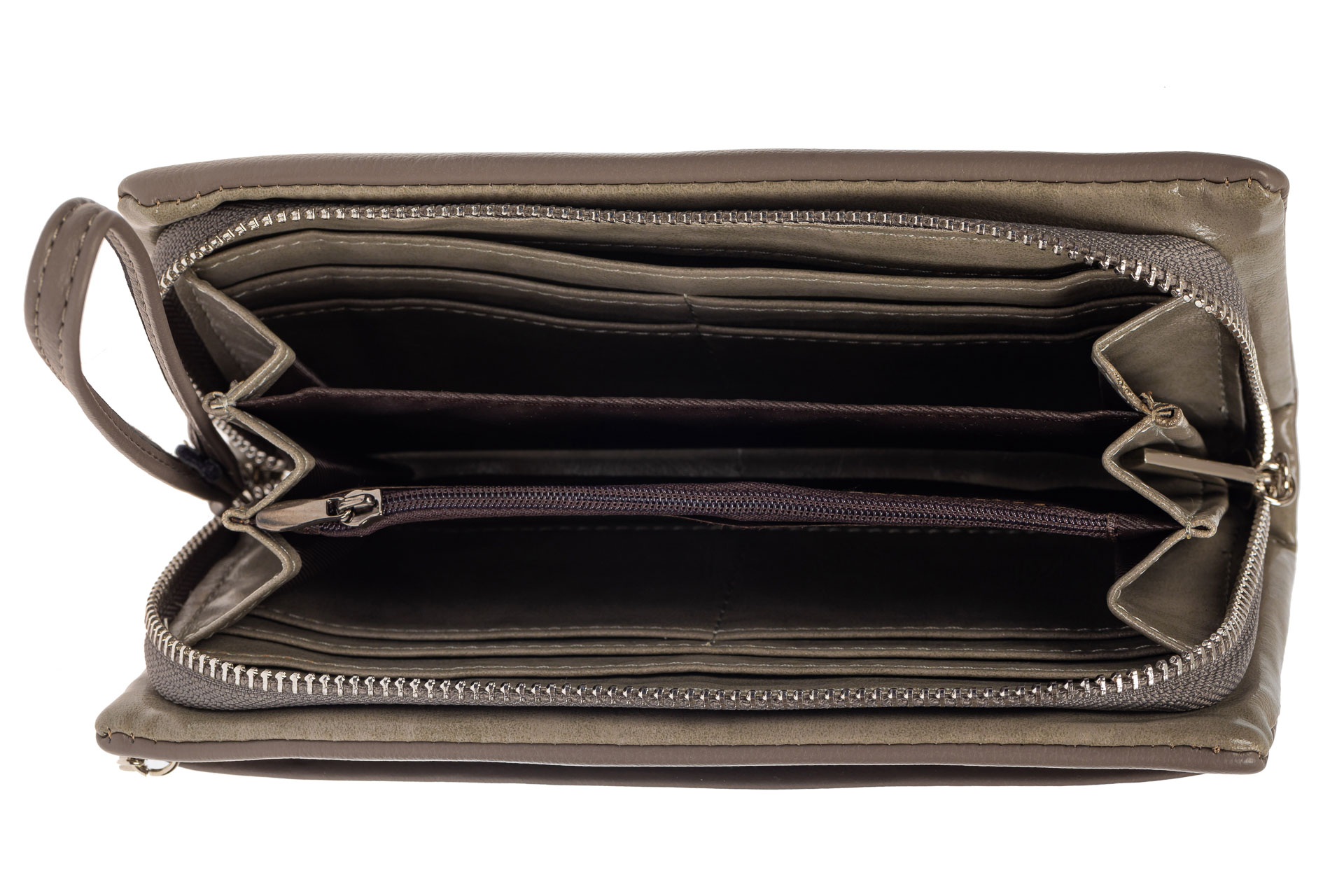 На фото 2 - Женский кошелёк-клатч из мягкой экокожи, цвет серый
