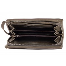 На фото 2 - Женский кошелёк-клатч из мягкой экокожи, цвет серый