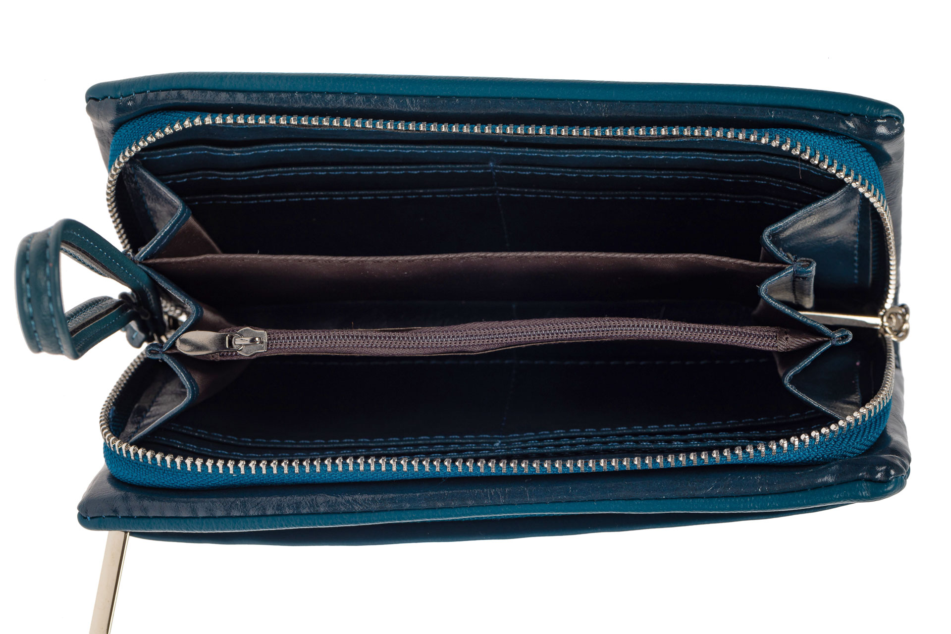 На фото 2 - Женский кошелёк-клатч из мягкой экокожи, цвет бирюзовый
