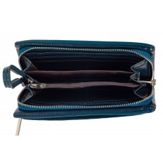 На фото 2 - Женский кошелёк-клатч из мягкой экокожи, цвет бирюзовый