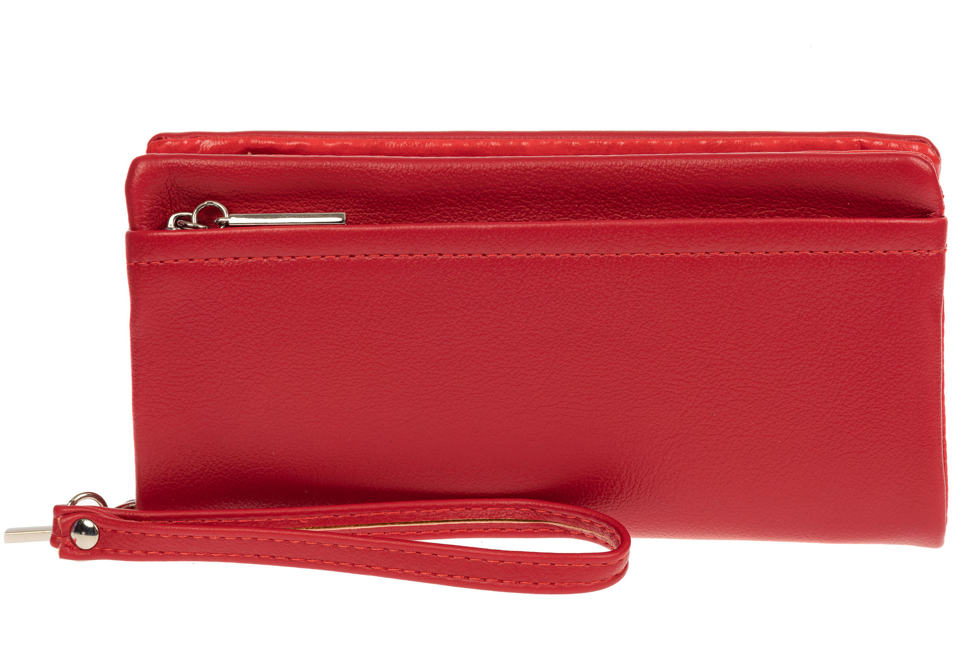 На фото 1 - Женский кошелёк-клатч из мягкой экокожи, цвет красный