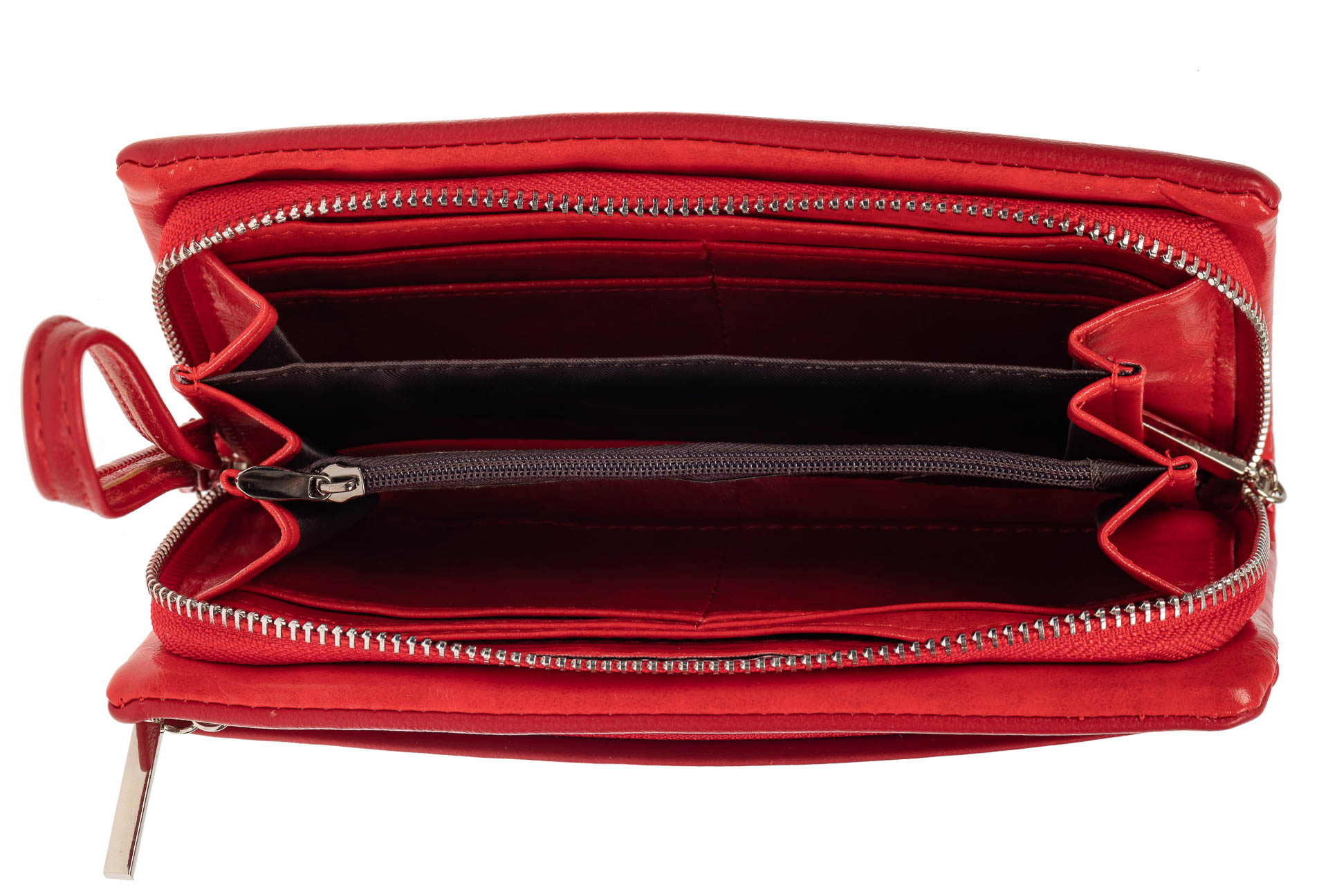 На фото 2 - Женский кошелёк-клатч из мягкой экокожи, цвет красный