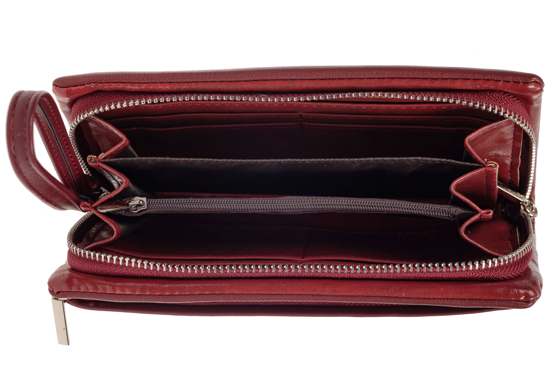 На фото 2 - Женский кошелёк-клатч из мягкой экокожи, цвет бордовый