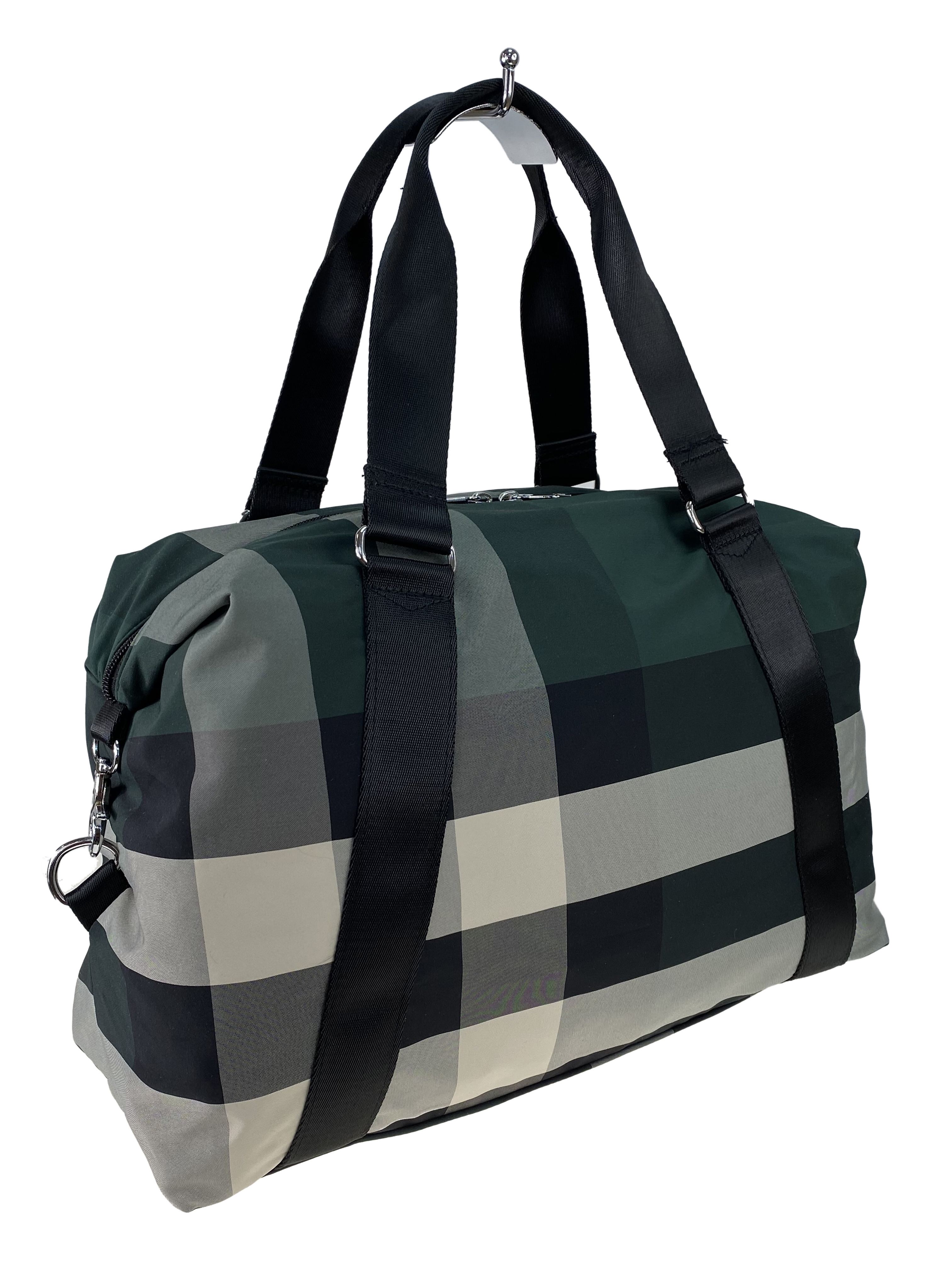 На фото 1 - Текстильная дорожная сумка с клетчатым принтом, мультицвет 