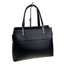 На фото 1 - Женская сумка из искусственной кожи, цвет черный