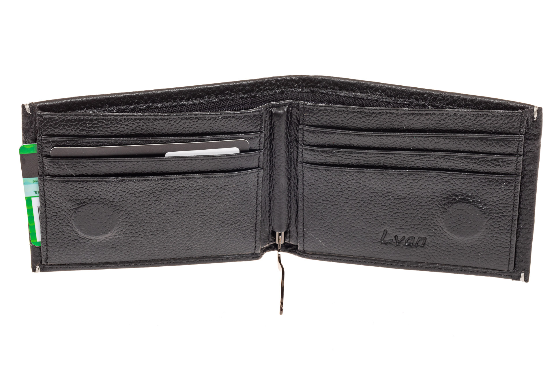 На фото 2 - Кожаный мужской кошелёк с зажимом, цвет чёрный