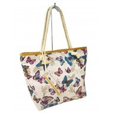 На фото 2 - Летняя женская сумка шоппер из текстиля, мультицвет