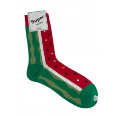 На фото 1 - Высокие молодёжные носки с принтом, цвет красный с зелёным
