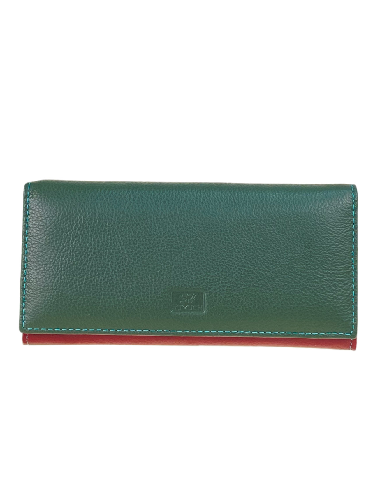 На фото 1 - Женское портмоне из натуральной кожи, цвет зеленый