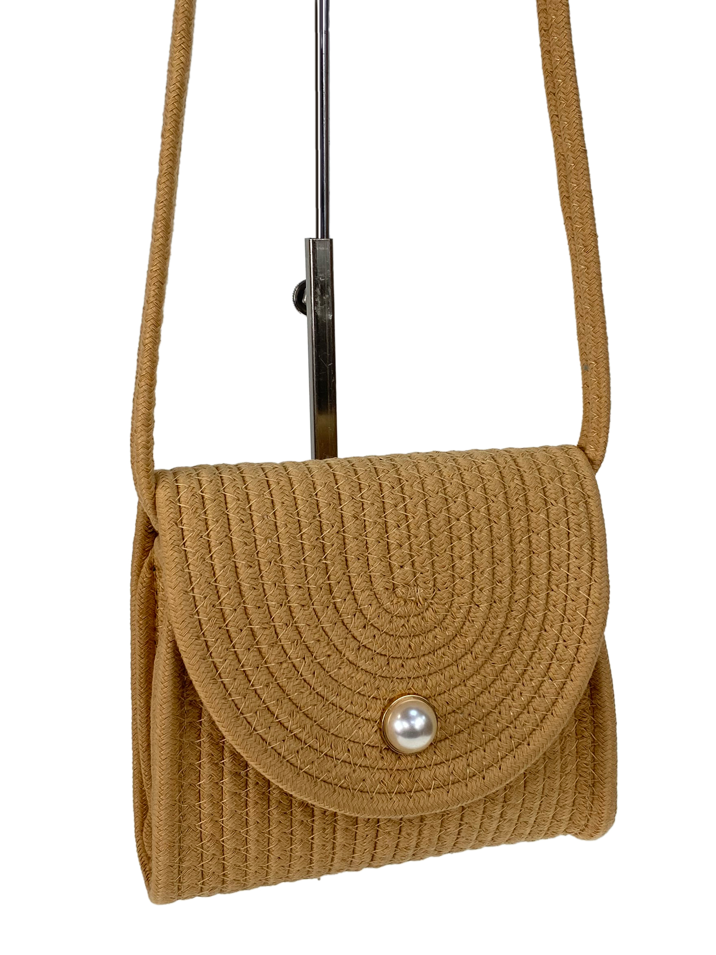 На фото 1 - Летняя плетеная сумка, цвет песочный