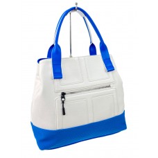 На фото 1 - Женская сумка из искусственной кожи, цвет бело-синяя